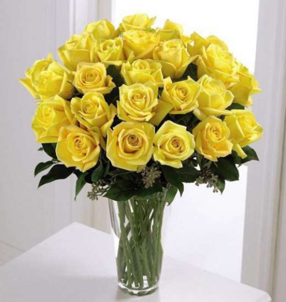 20 Yellow Rose Vase