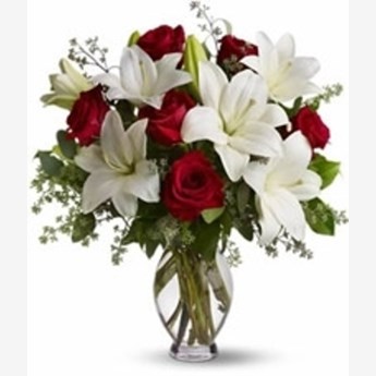 Rose and Lily Flower Vase