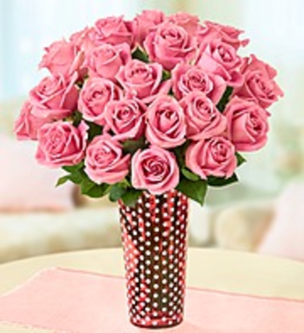 24 Pink Rose vase