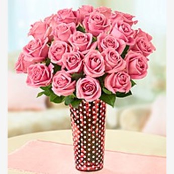 24 Pink Rose vase