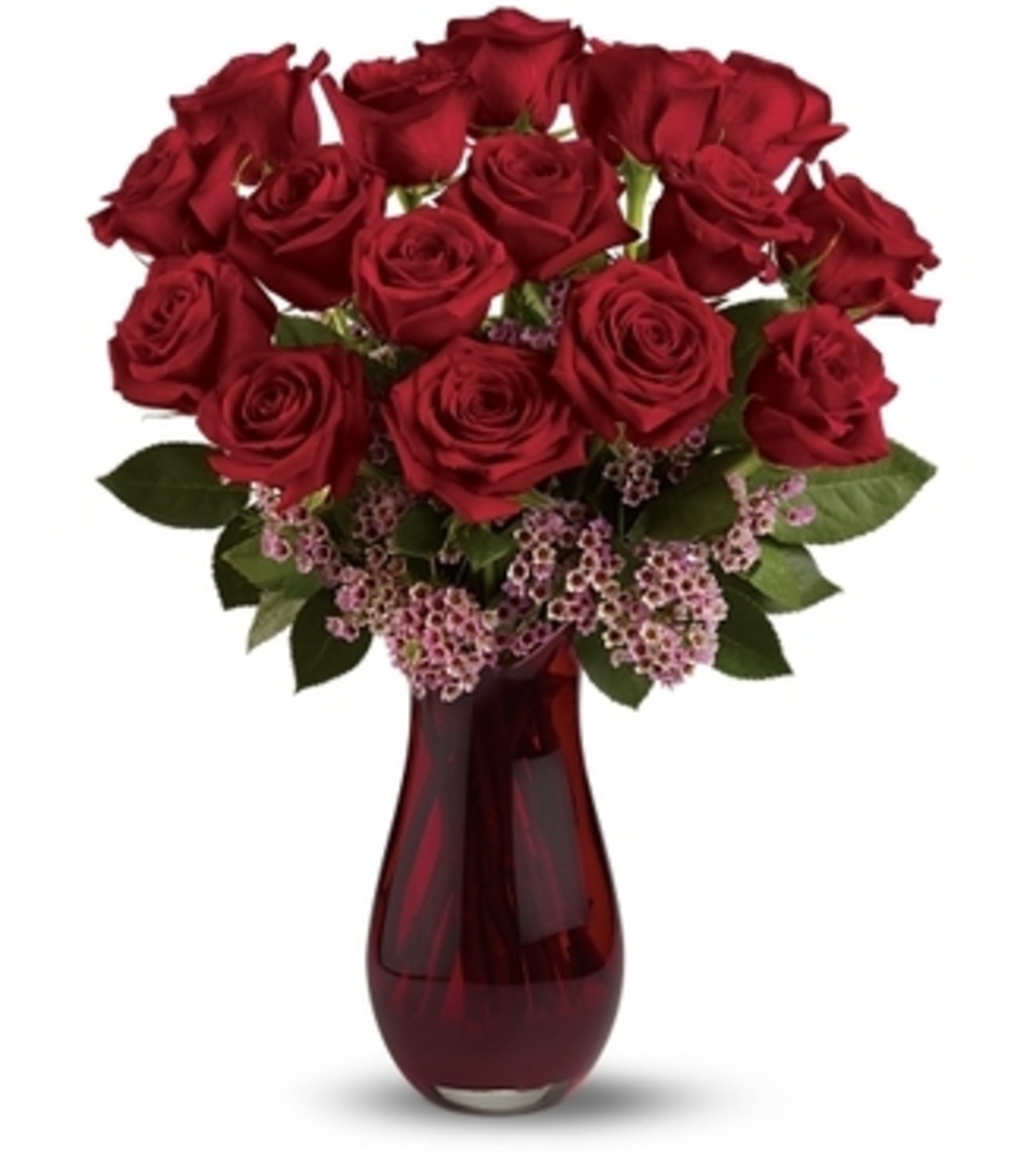 16 Red Roses In A Vase