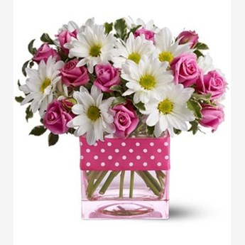 Pink White Rose Chrysanthemum Flower Combo