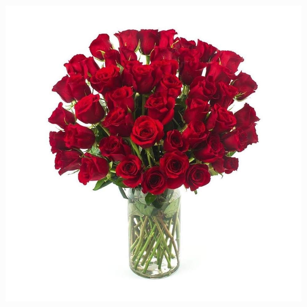 30 Red Roses Flower Vase