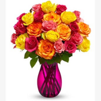 Mixed Rose Flower Vase