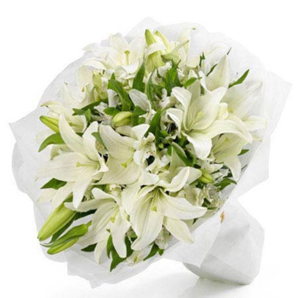 18 white Roses Hand Bouquet