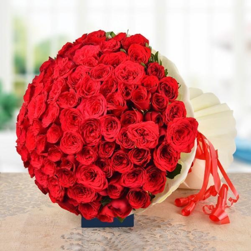 100 Red Roses Romantic Arrangement