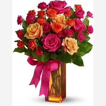Beautiful Mixed Rose Flower Vase
