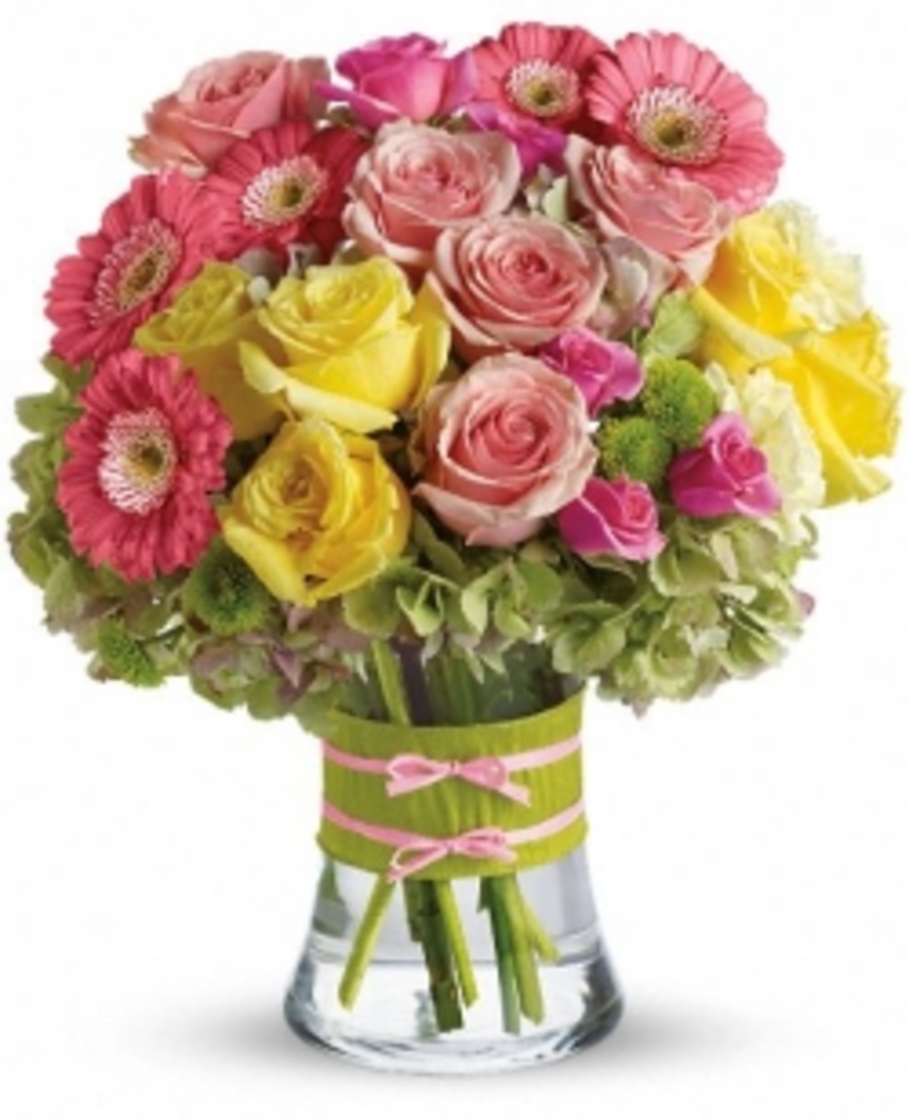 Gerbera and Roses Flower Vase
