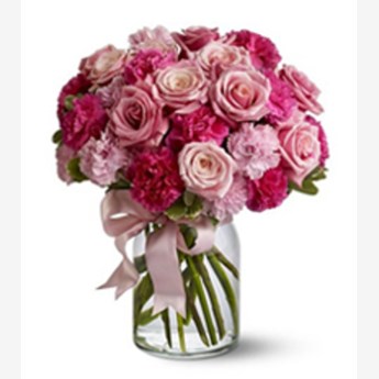Mixed Rose Carnations Flower Vase