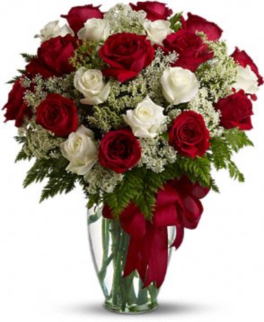 30 Red & White Flowers Vase