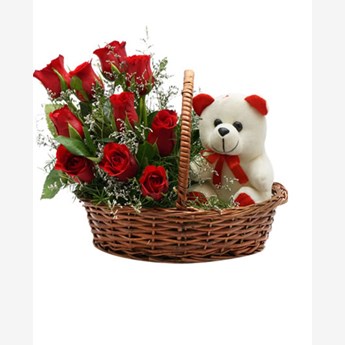 Rose Teddy Gift Basket