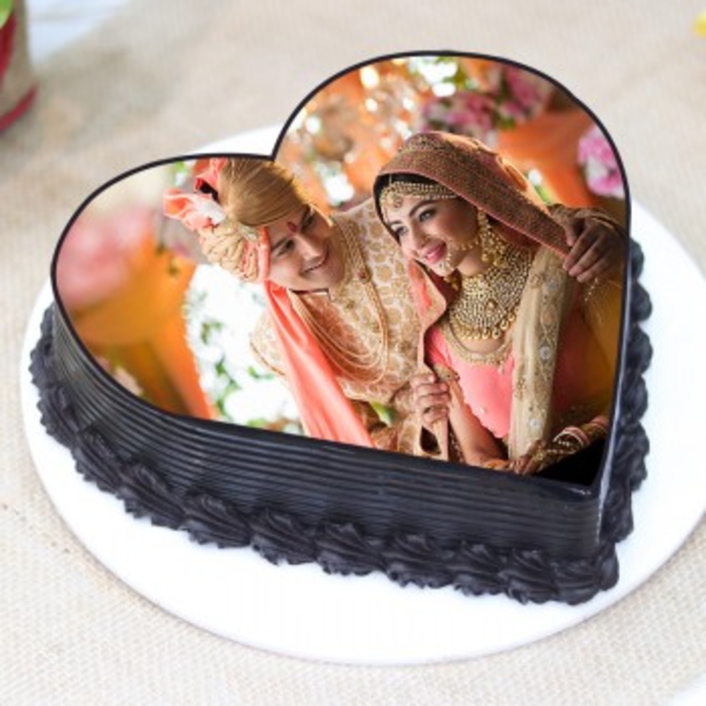 Heart Shaped Customized Photo Cake