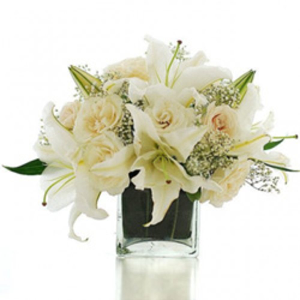 Pearl White Mixed Flower Vase