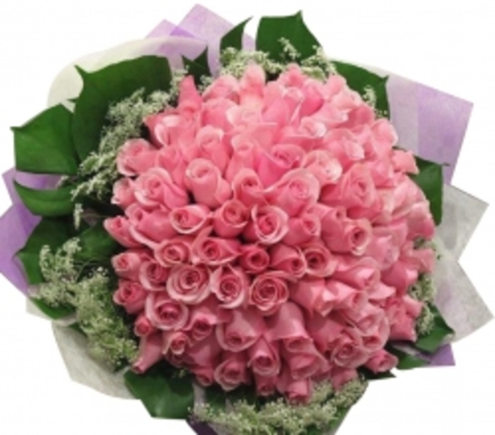 60 Pink Roses Hand Bouquet