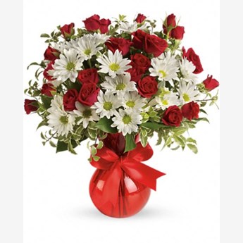 Mixed Roses & Carnations vase