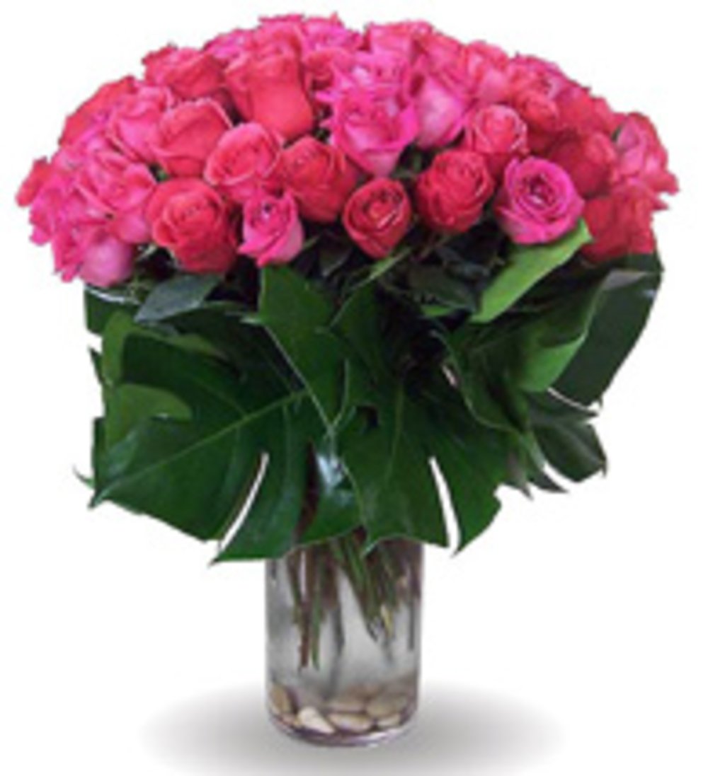 40 Pink Rose Flower Vase