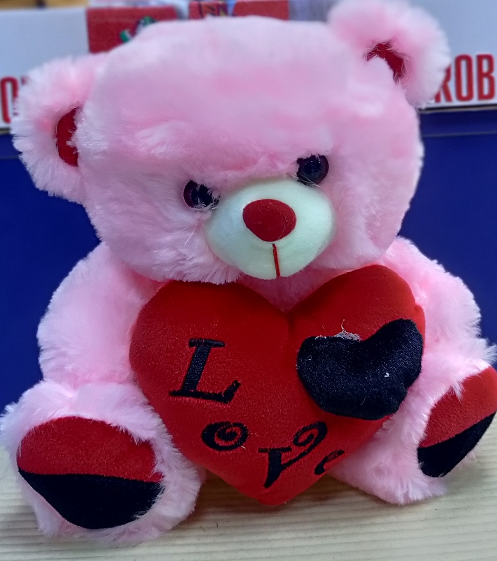 Pink Teddy With Red Heart (30cm)