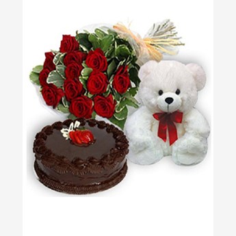 Rose Teddy & Cake Combo
