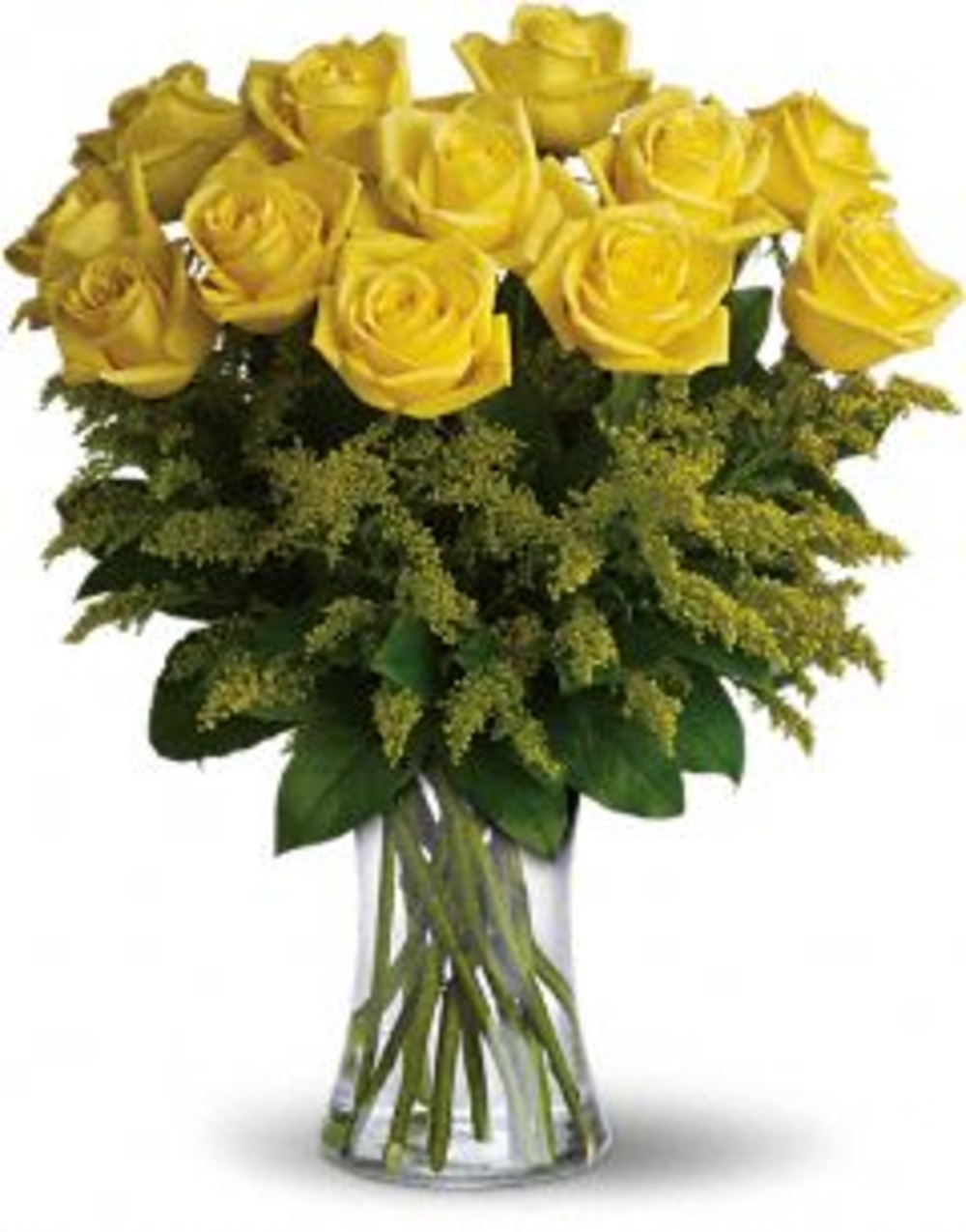 12 Yellow Roses Flower Vase