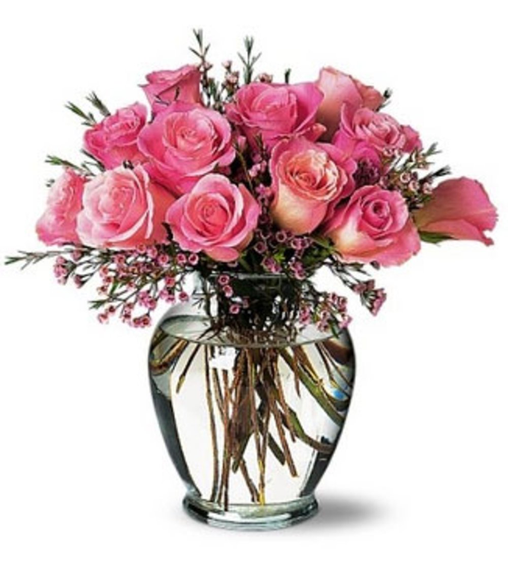 20 Pink Roses Vase