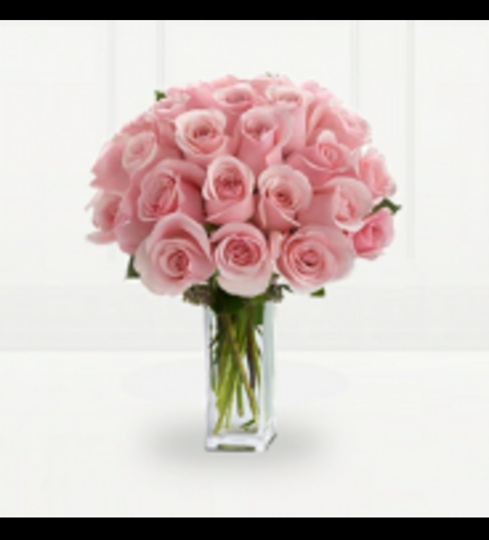 25 Pink Rose Flower Vase