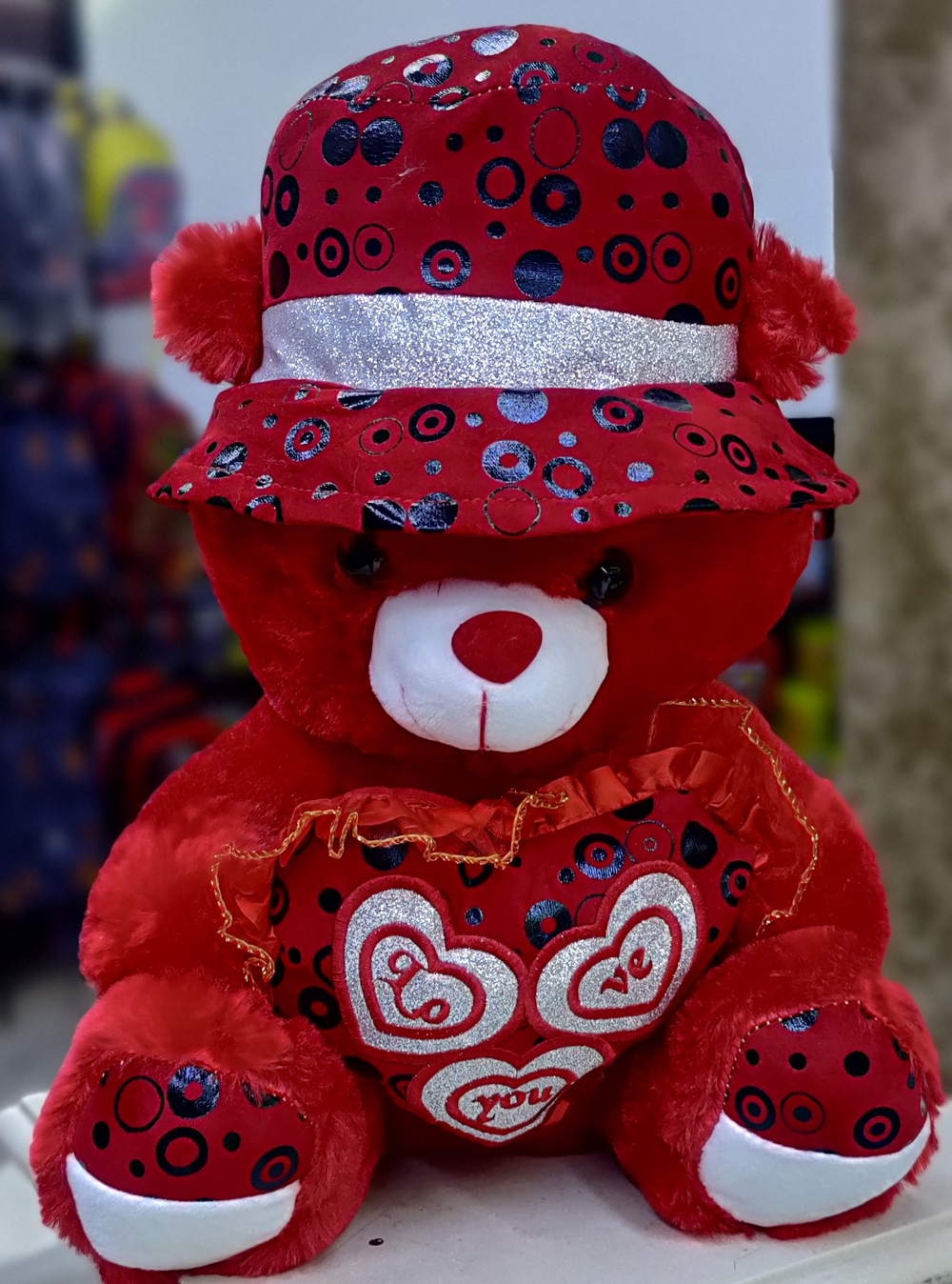 Red Teddy With Red Cap & Heart (40cm)