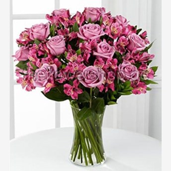 Mixed Purple Flowers Vase