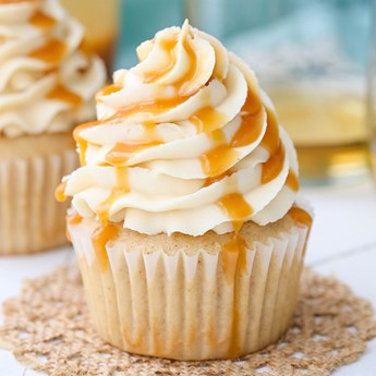 Caramel Bourbon Vanilla Cupcakes