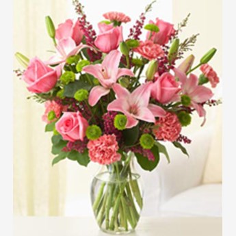 Carnation Rose Lilies Flower Vase