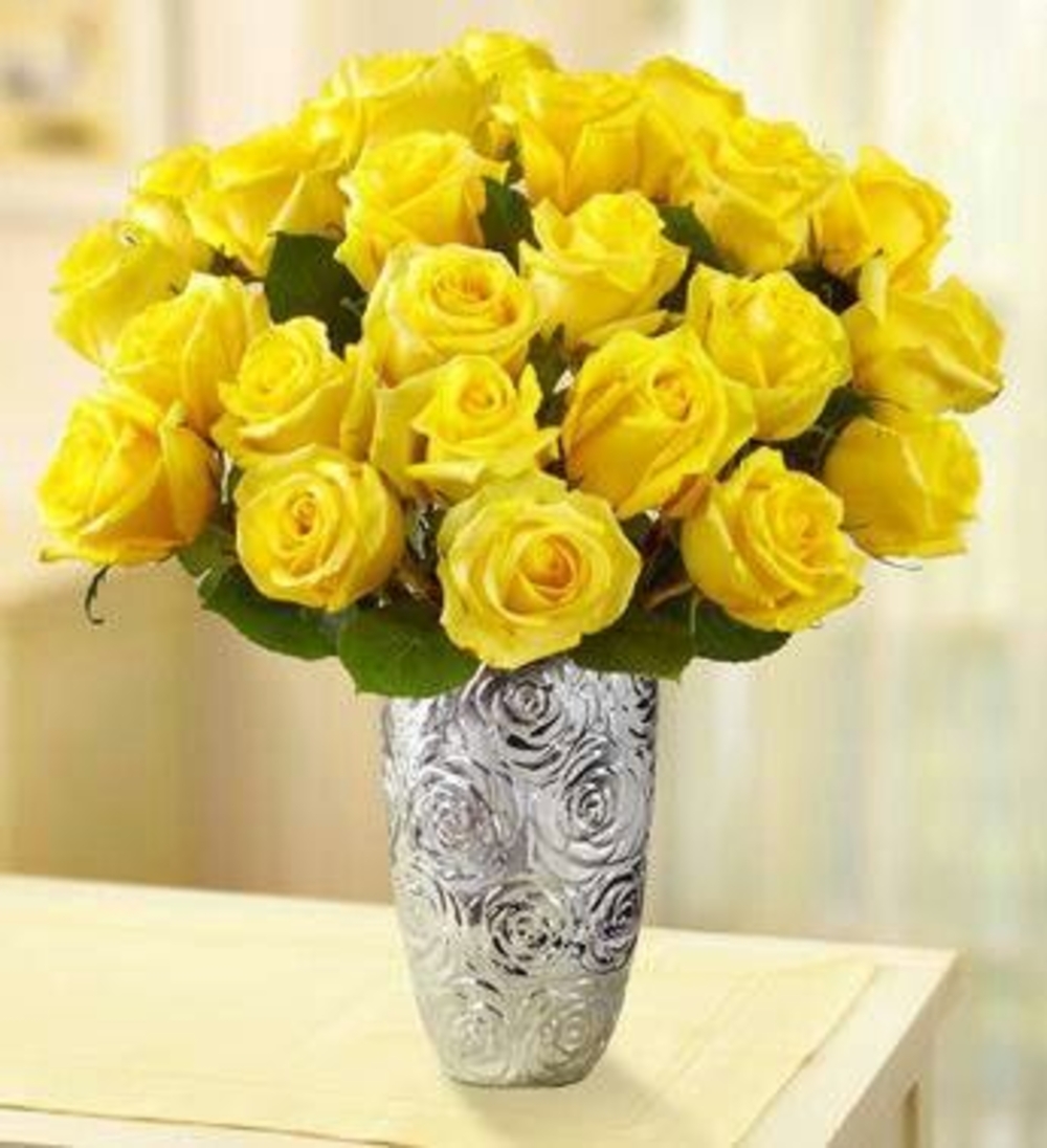 Premium Yellow Rose Vase