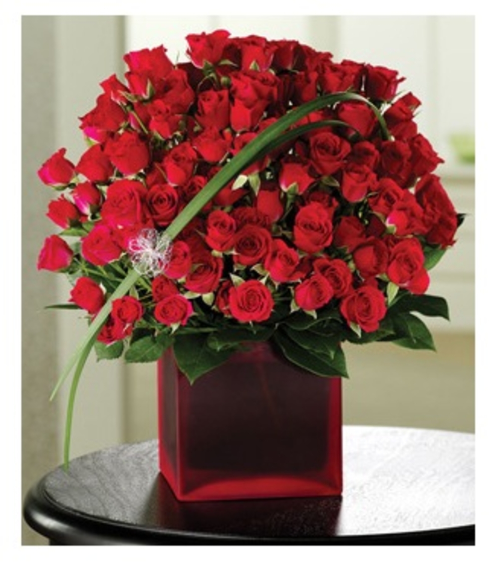 100 Roses Vase Arrangement