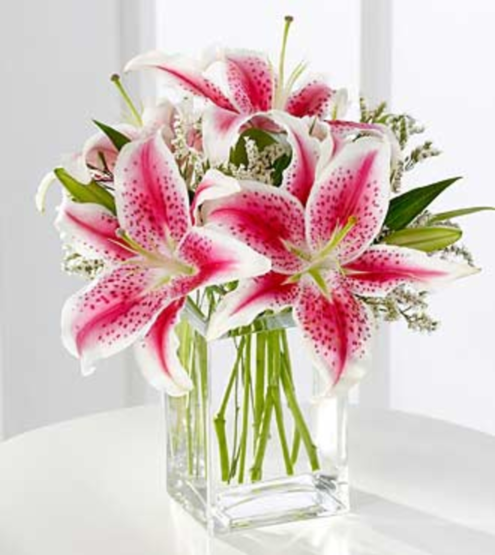 Charming 4 Pink Lilies Vase