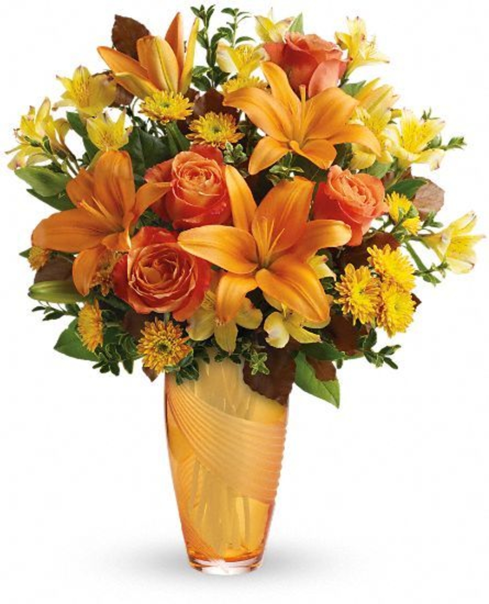 Orange Red Lily Rose Bouquet