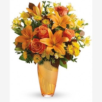 Orange Red Lily Rose Bouquet
