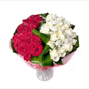 40 Red White Rose Bunch