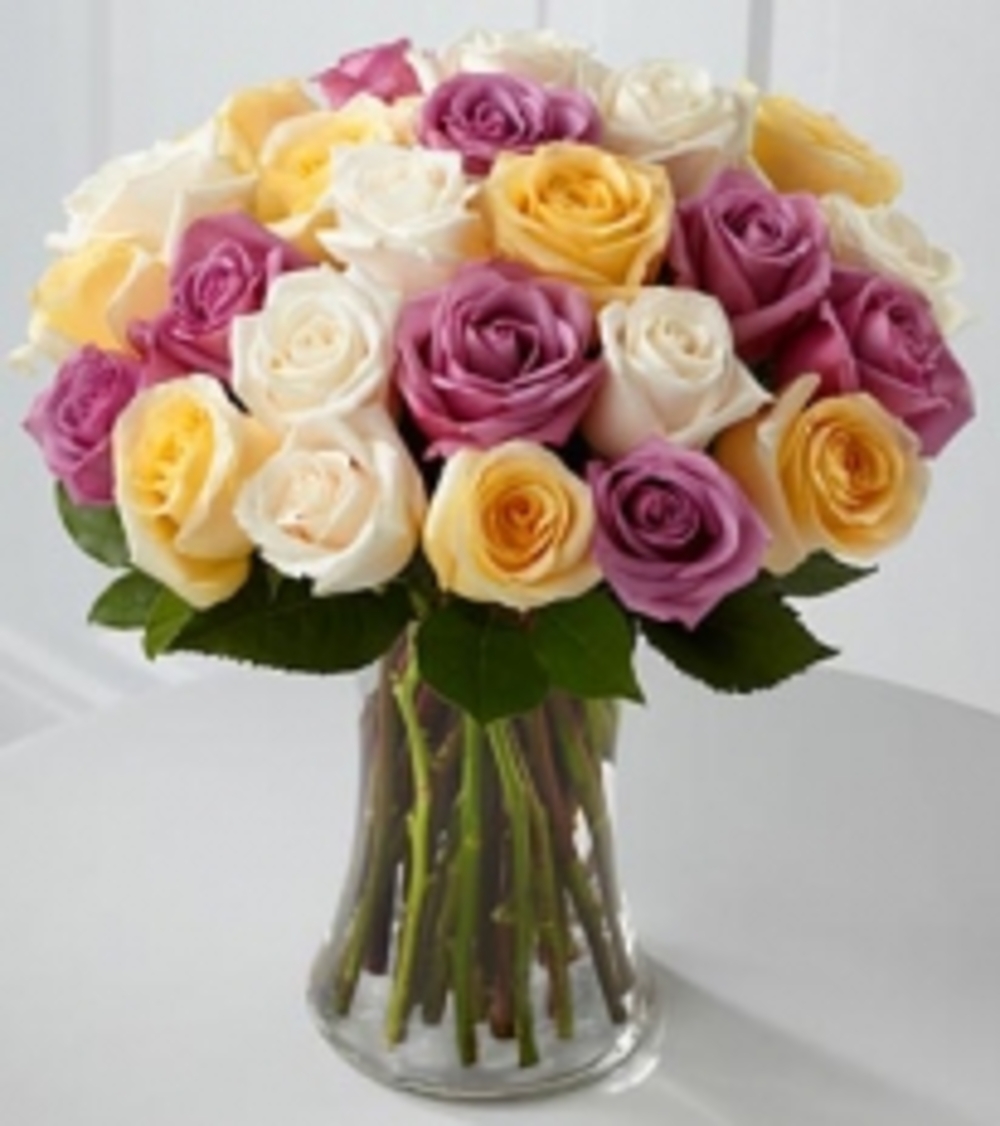 Mixed Surprise Rose Flowers Vase