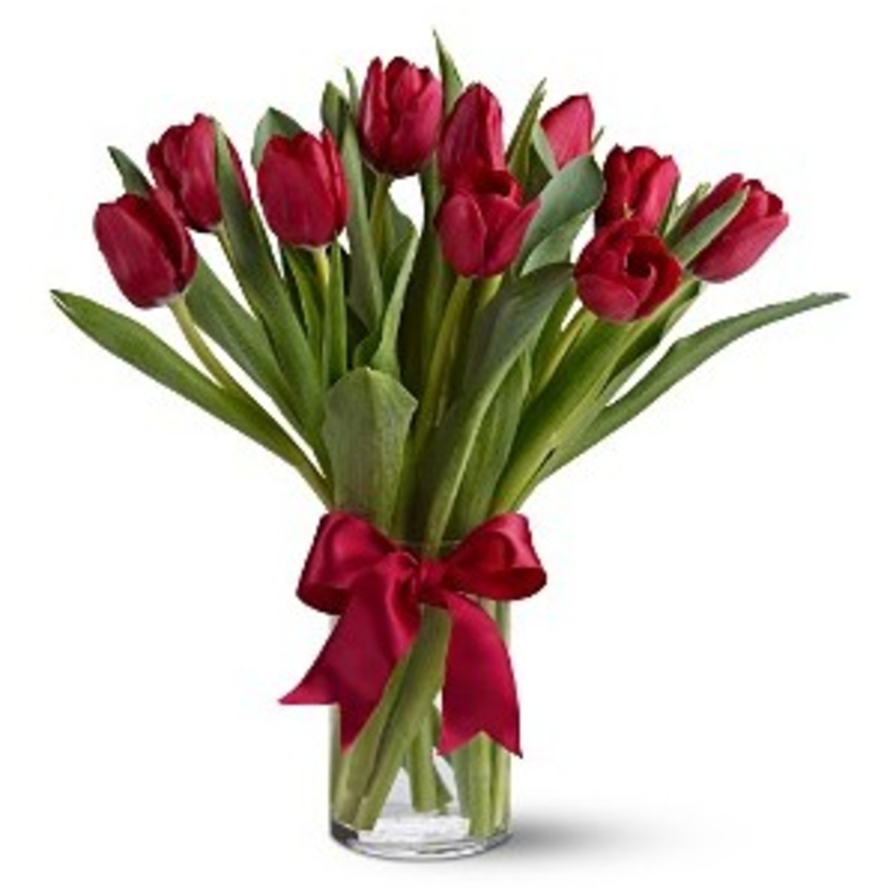 Royal Red Tulips Flower Vase