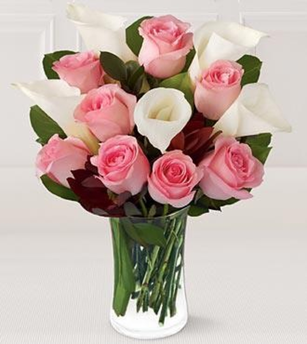 Pretty Pink Rose &White Lilies