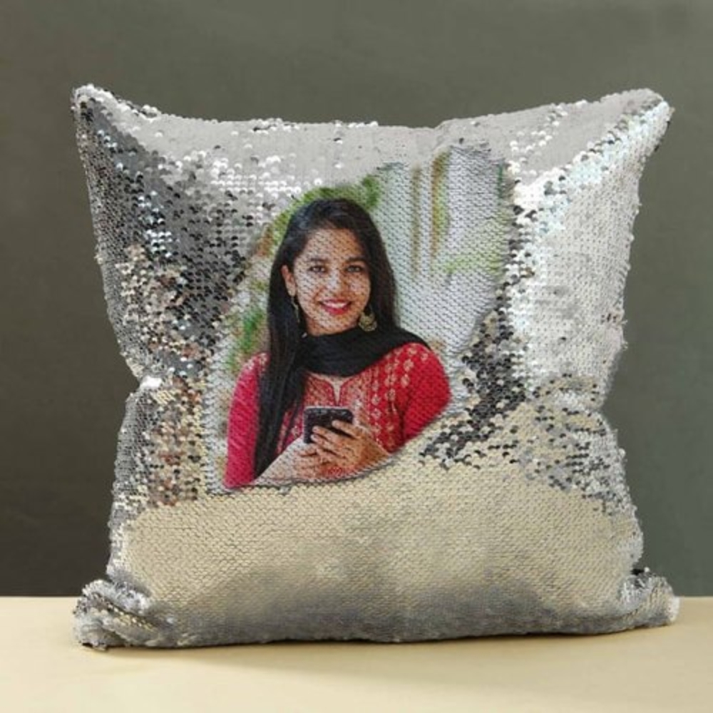 Golden Sequin Personalized Cushion